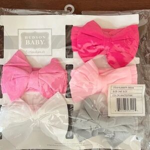 Hudson Baby Girls Headbands 5 Pack Spring Summer Easter Pink Grey White
